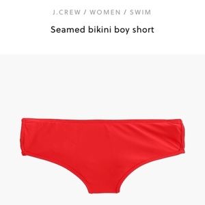 J. Crew Seamed Boy Short Bikini Bottom in Red | Medium | EUC